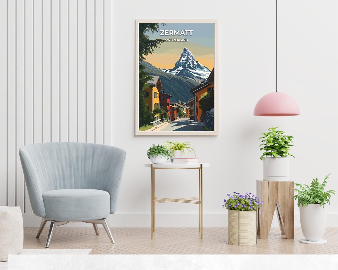 Zermatt Switzerland Matterhorn Peak Village Street Travel Poster - Image 2