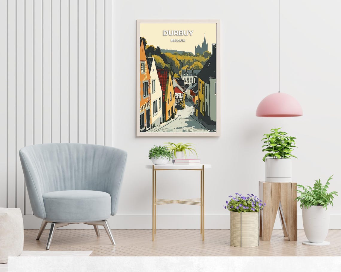 Durbuy Belgium Old Town Street Vintage Travel Illustration Poster - Image 2