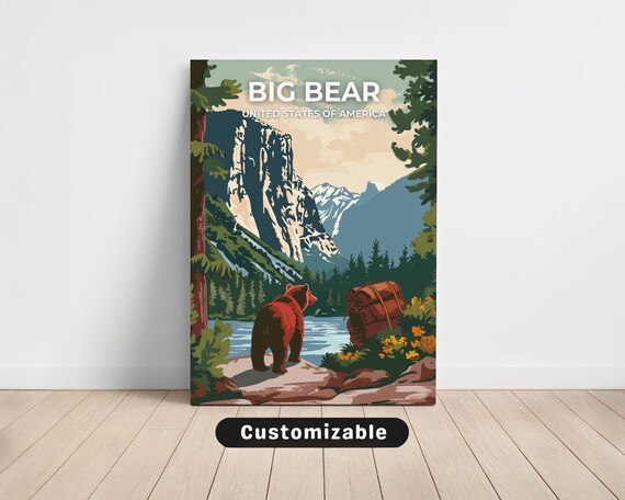 Big Bear Usa Travel Canvas Poster Custom Wall Art