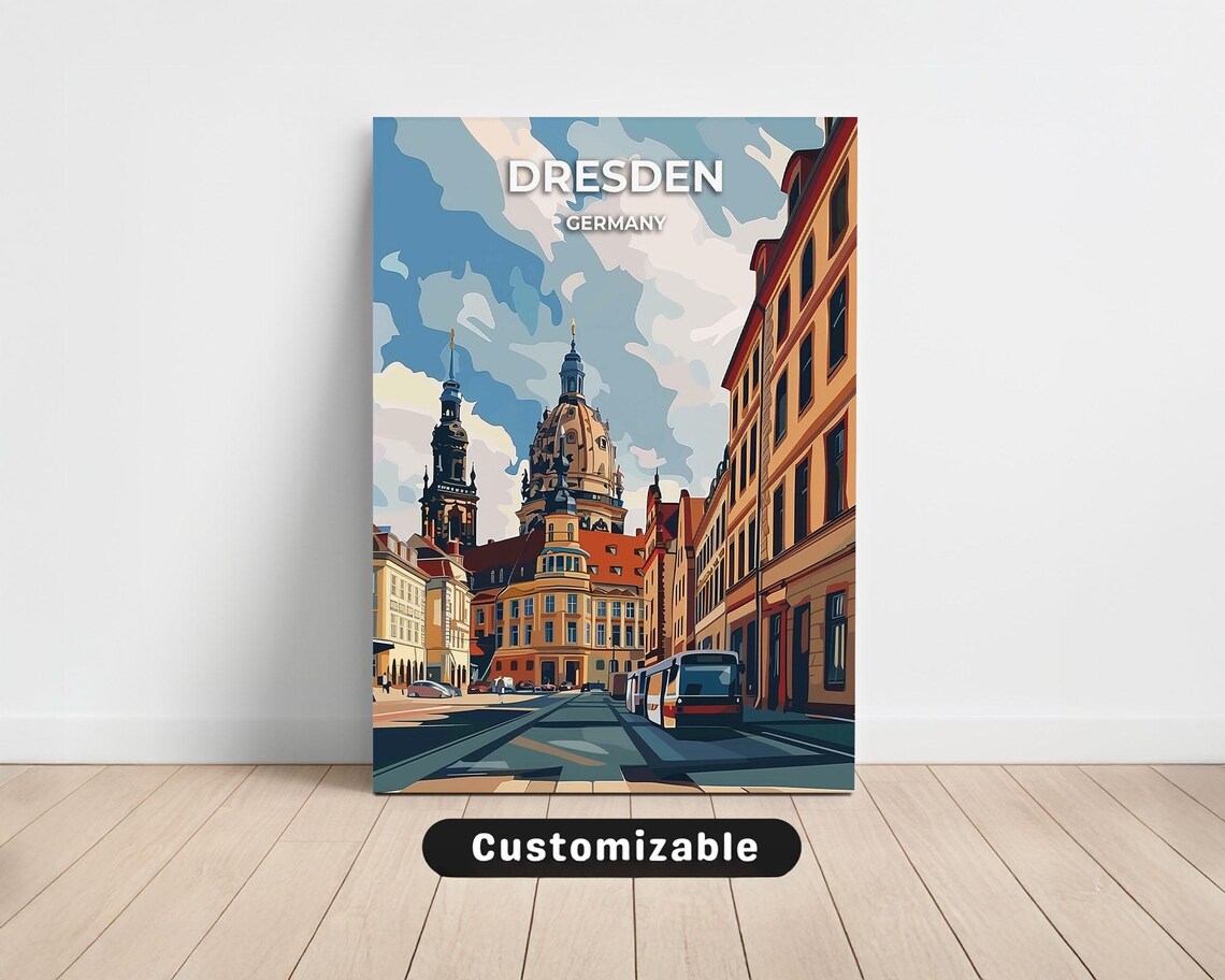 Dresden Germany Historic Street Travel Poster European City Art