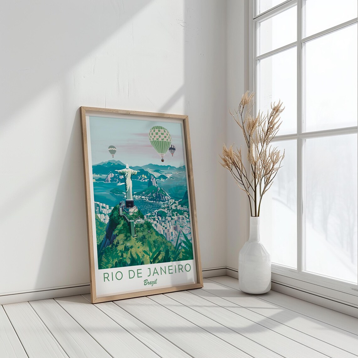 Rio de Janeiro Brazil Christ the Redeemer Hot Air Balloons Poster - Image 3