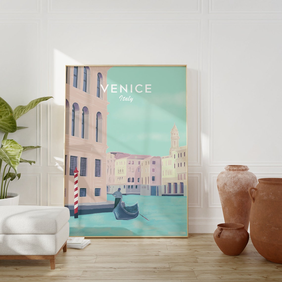 Italy Venice Illustration Venice Travel Print Italy Illustration Venice Wall Art Venice Gondola Print Italy Travel Poster Italy Print - Image 3