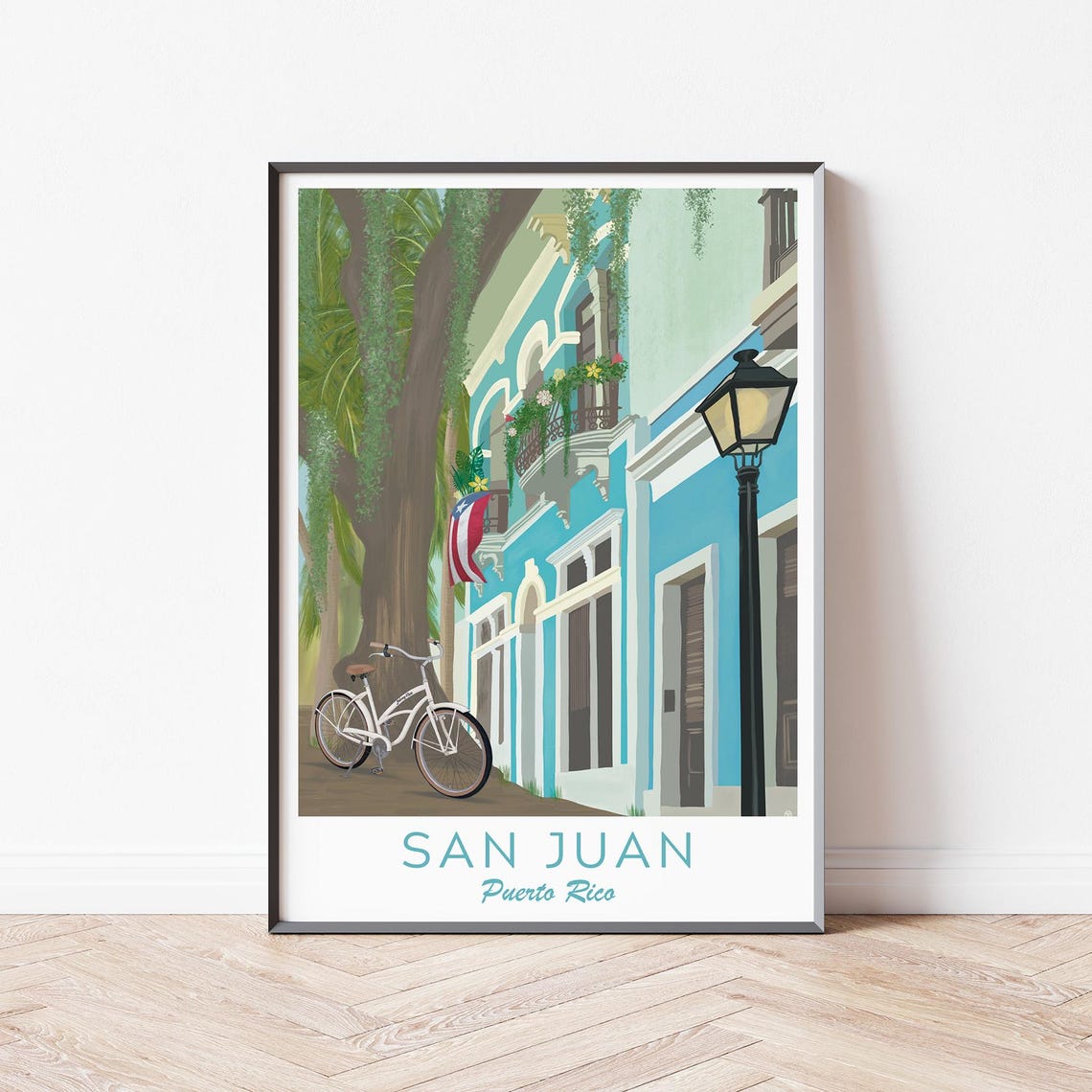 Puerto Rico Illustration San Juan Print Puerto Rico Wall Art Puerto Rico Gift Puerto Rican Flag Illustration Latin America Poster - Image 4
