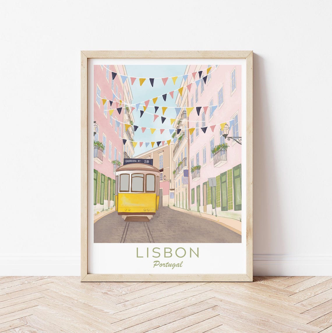 Lisbon Illustration Lisbon Tram Wall Art Lisbon City Poster Portugal Art Print Lisbon Print Portugal Travel Poster Portugal Tram - Image 2