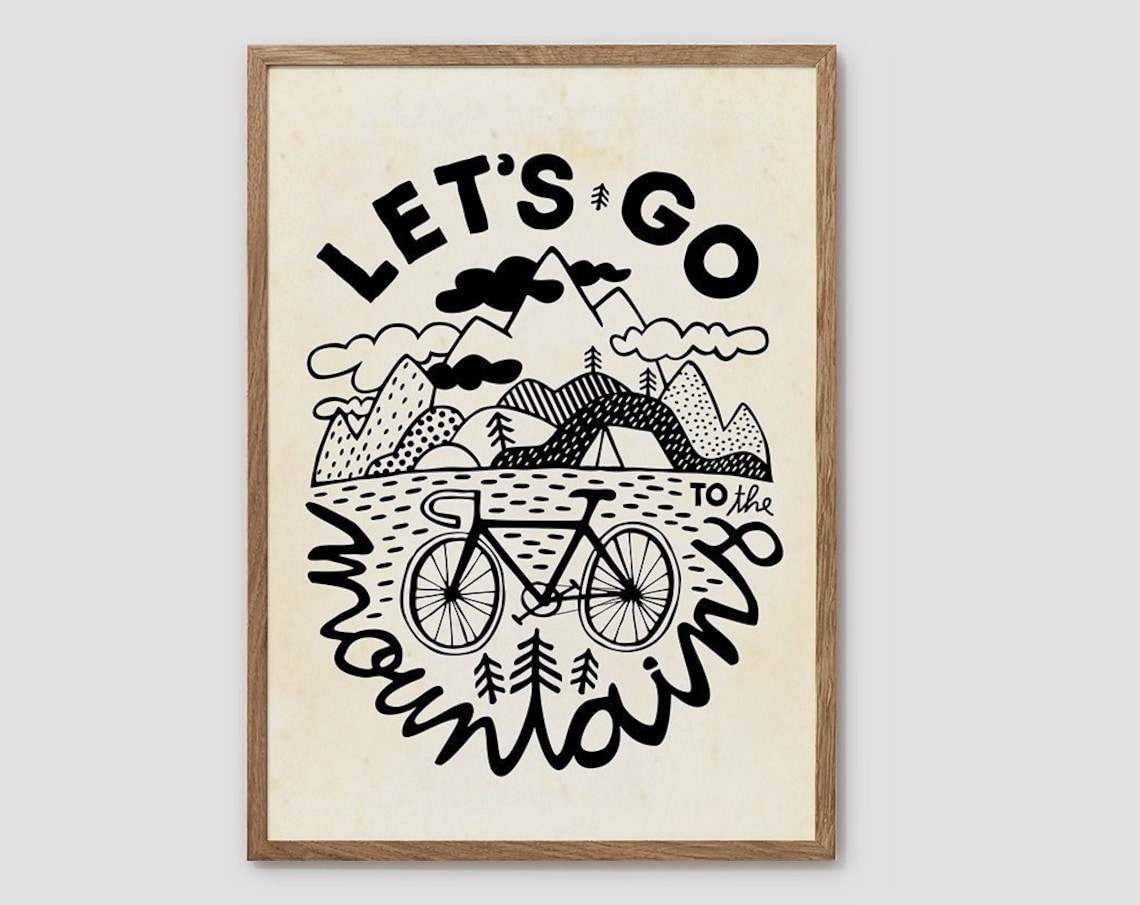 Bicycle Art Print, Outdoor Cyclists Poster