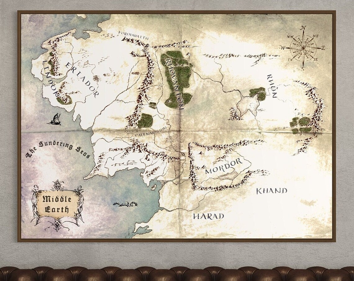 Middle Earth Antique Map, Lord Of The Rings