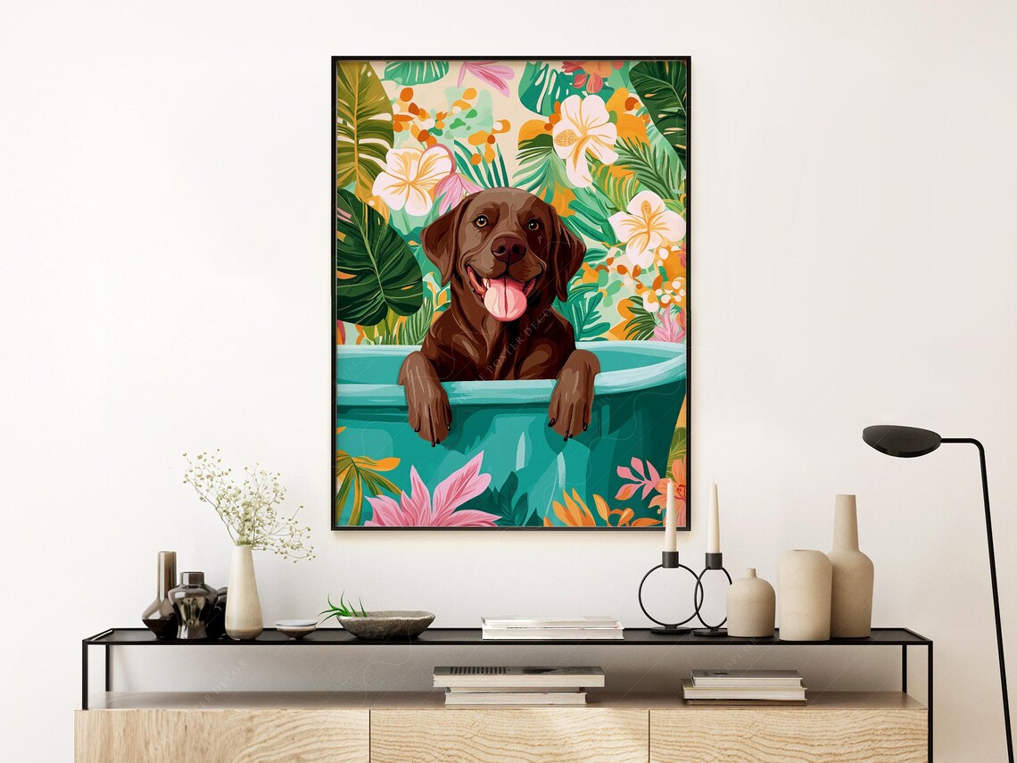 Chocolate Labrador Print, Funny Bathroom Decor - Image 2