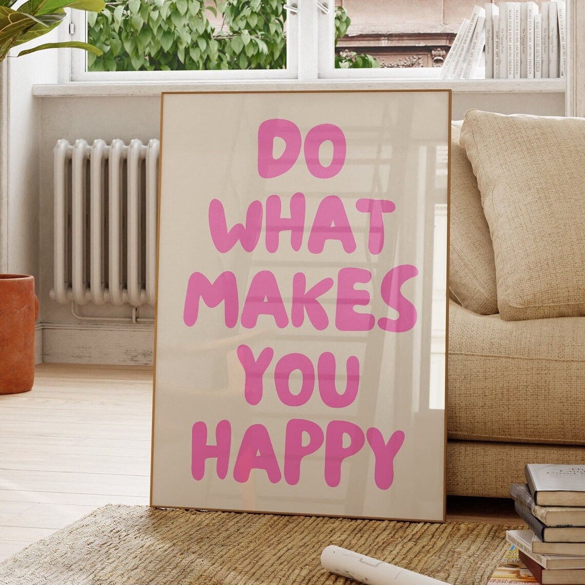 Do What Makes You Happy Typography Art Print, Retro