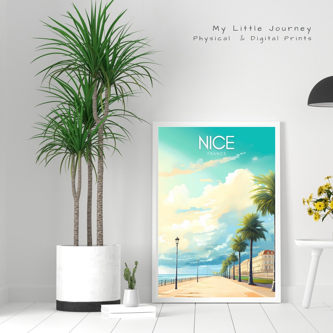 Nice Print France Wall Art Cityscape Art Print French Riviera Travel Poster Mediterranean Decor Gift Idea Vintage City Illustration - Image 2