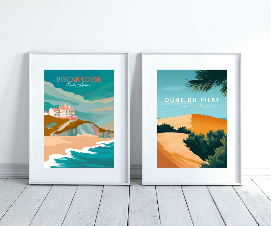 Biscarrosse Nouvelle Aquitaine Cliff Villa Coast Travel Poster - Image 3