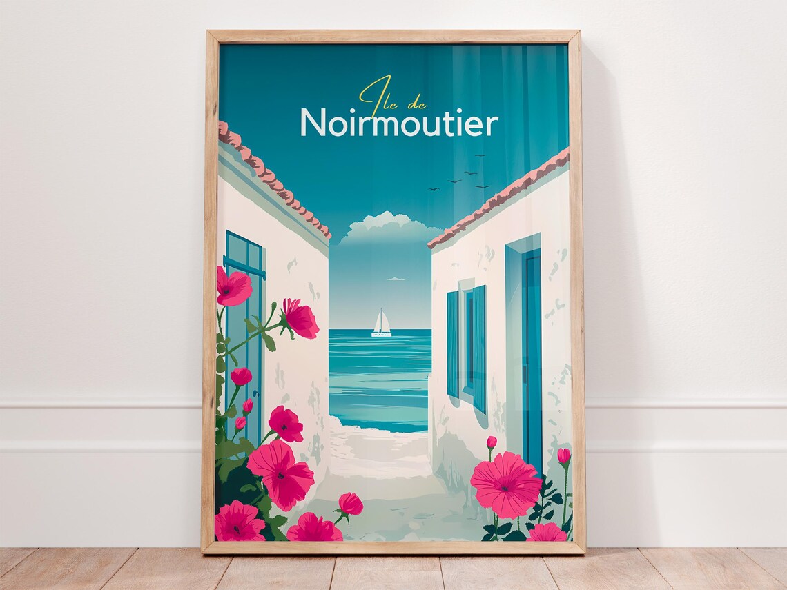 Ile De Noirmoutier France Flower Lined Alley Sea View Travel Poster