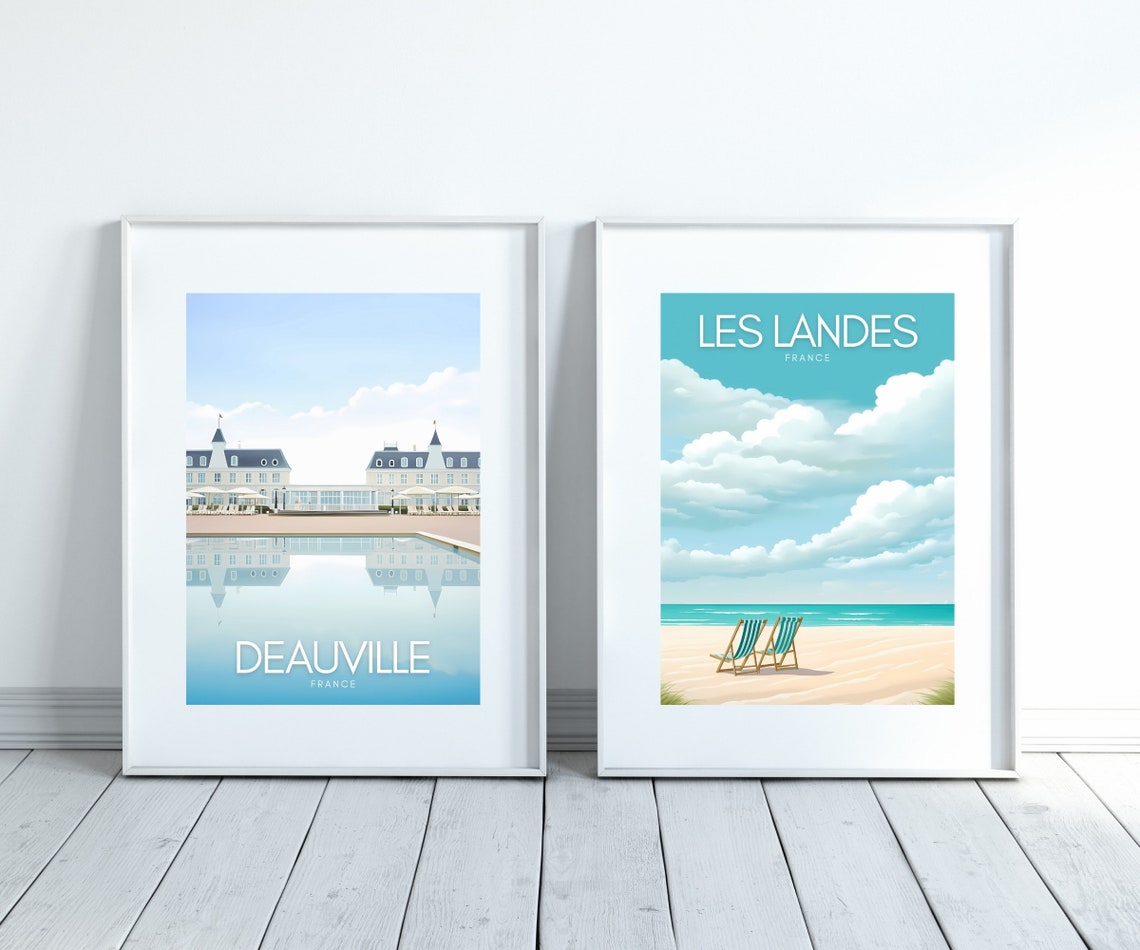 Deauville France Beachfront Hotel Minimalist Travel Poster Art - Image 3