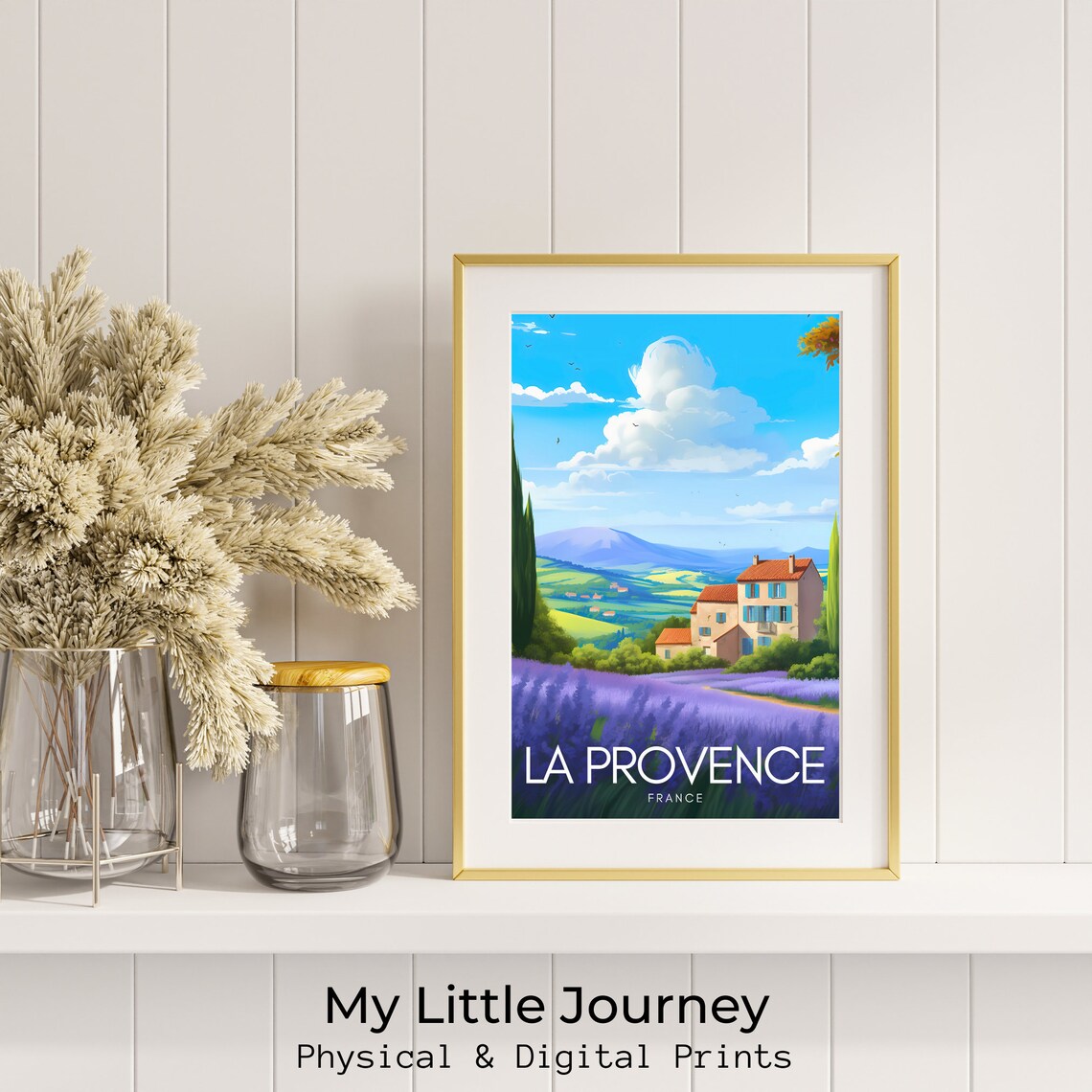 La Provence France Lavender Field Stone Farmhouse Travel Poster - Image 2