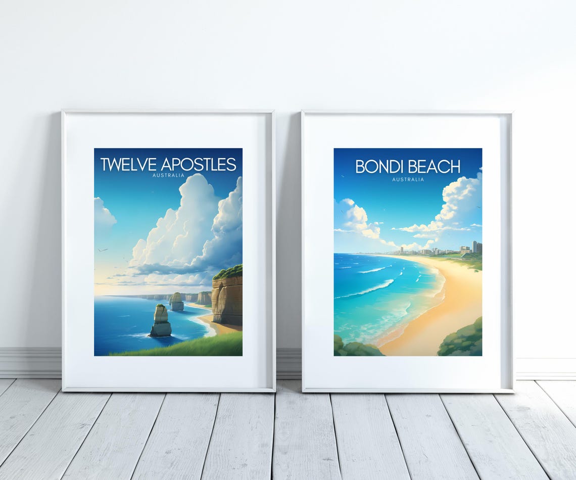 Twelve Apostles Australia Sea Stacks Coastal Travel Poster Art - Image 2