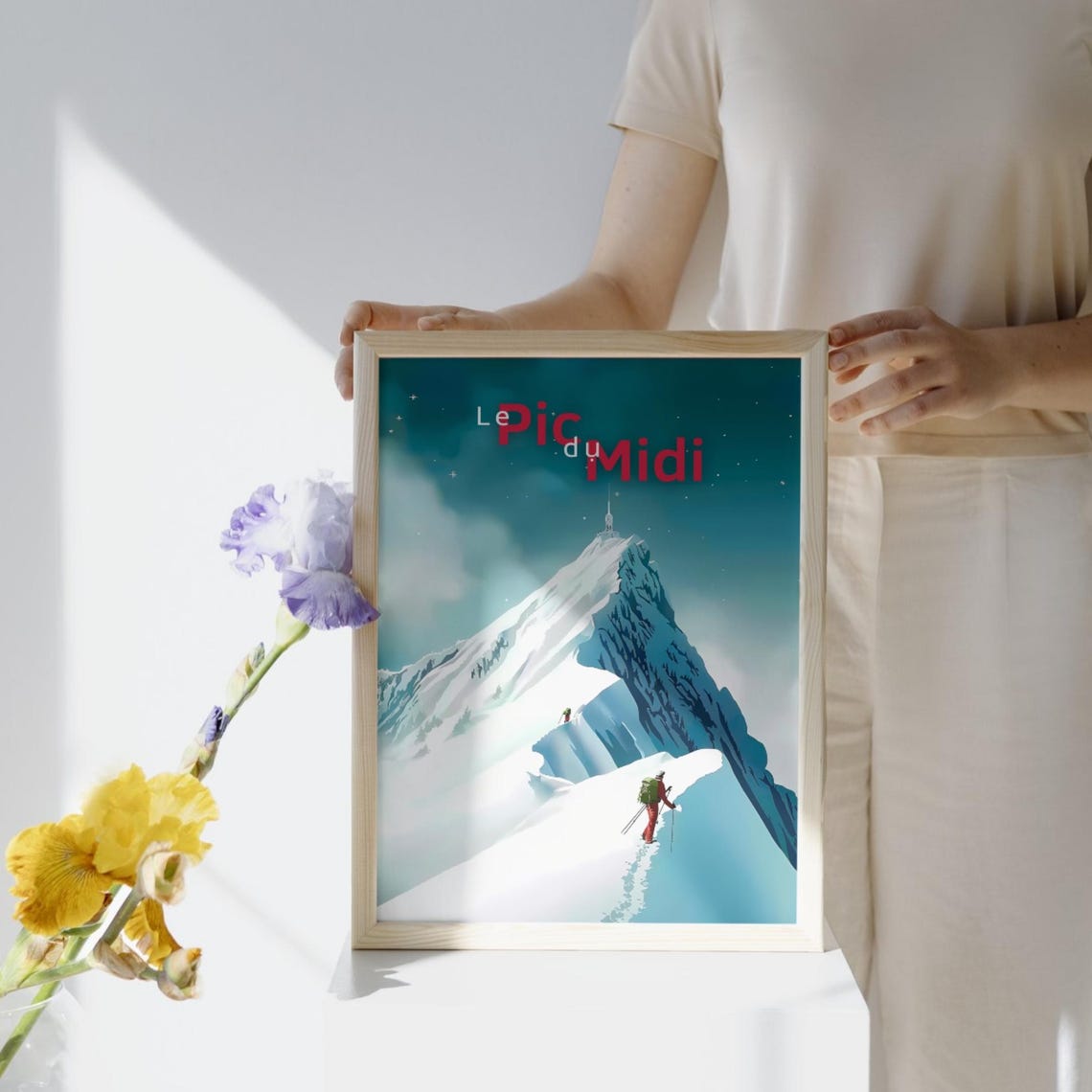 Le Pic Du Midi Poster France Mountain Ski Art Print Pyrenees Wall Art French Alps Travel Poster Winter Sports Decor Gift For Skiers - Image 2