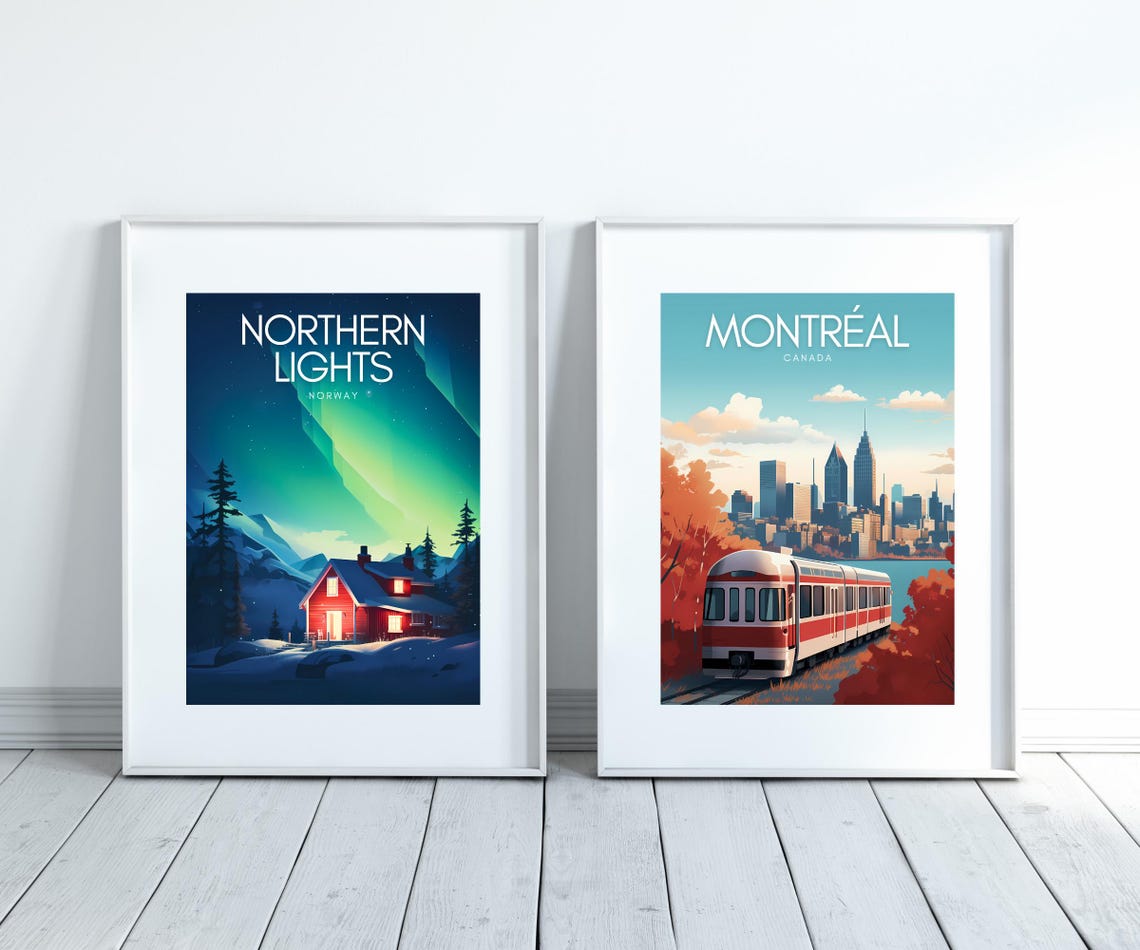 Northern Lights Norway Aurora Borealis Cabin Night Sky Poster - Image 3