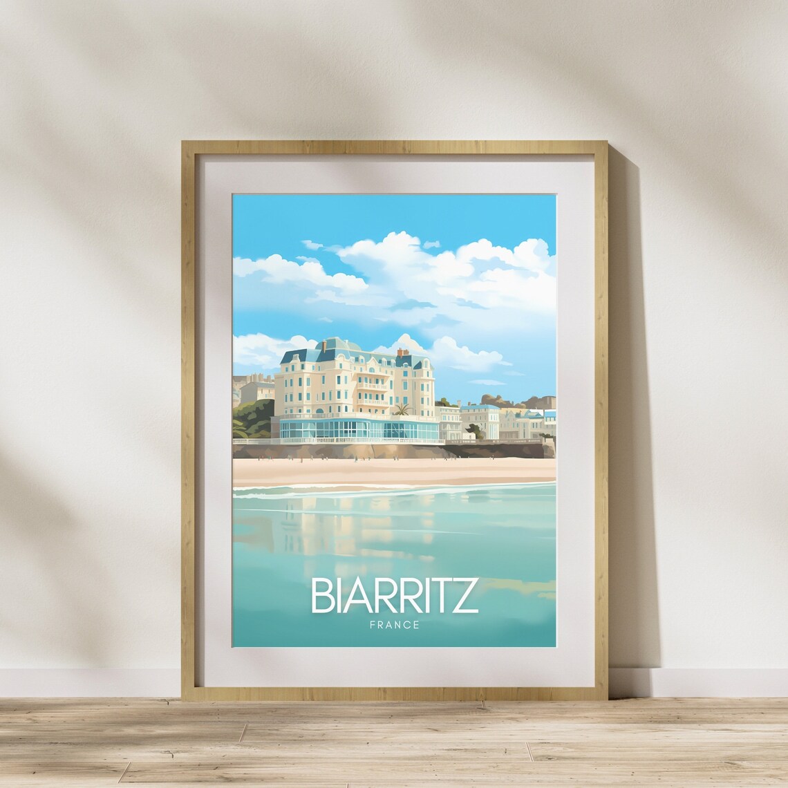 Biarritz France Grand Hotel on the Beach Coastal Travel Poster Art - Image 3