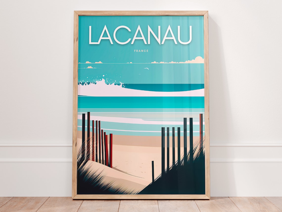 Lacanau Beach Travel Poster, France Wall Art