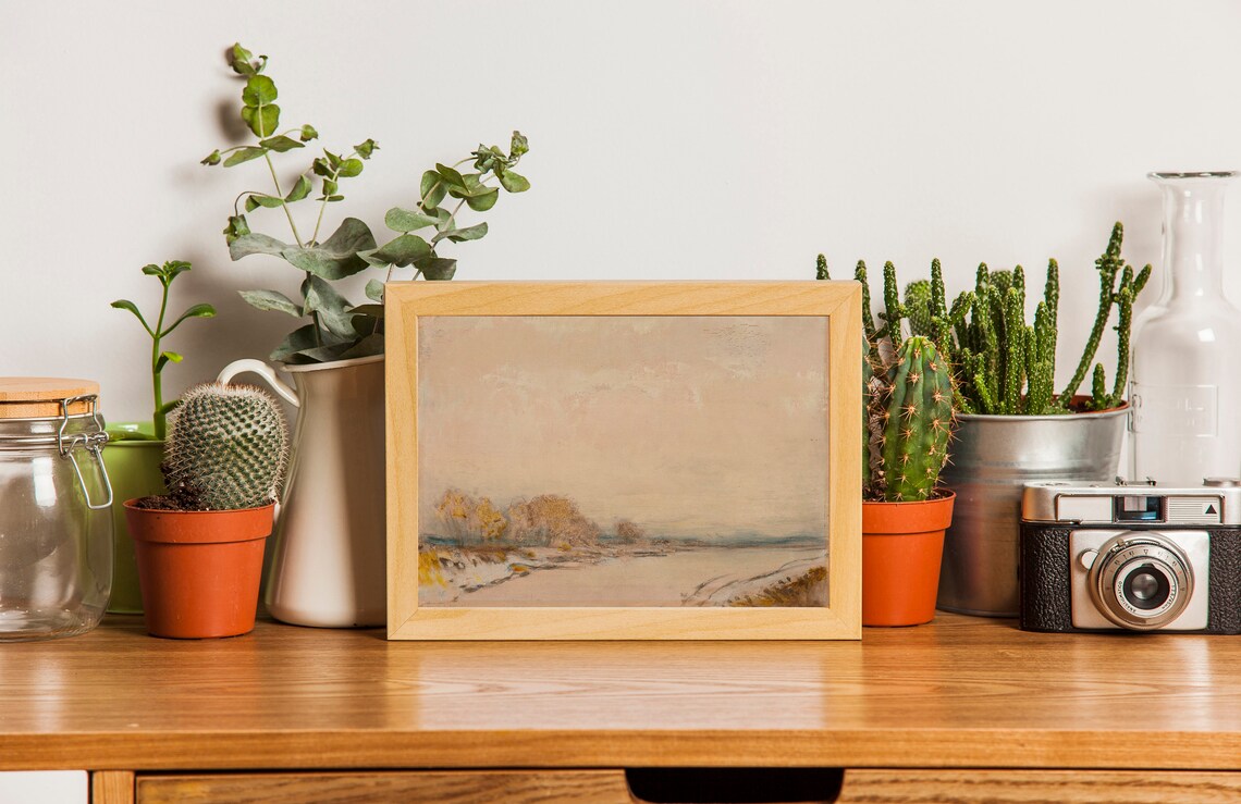 Neutral Minimalist Muted Beige Landscape Antique Painting Poster - Image 2