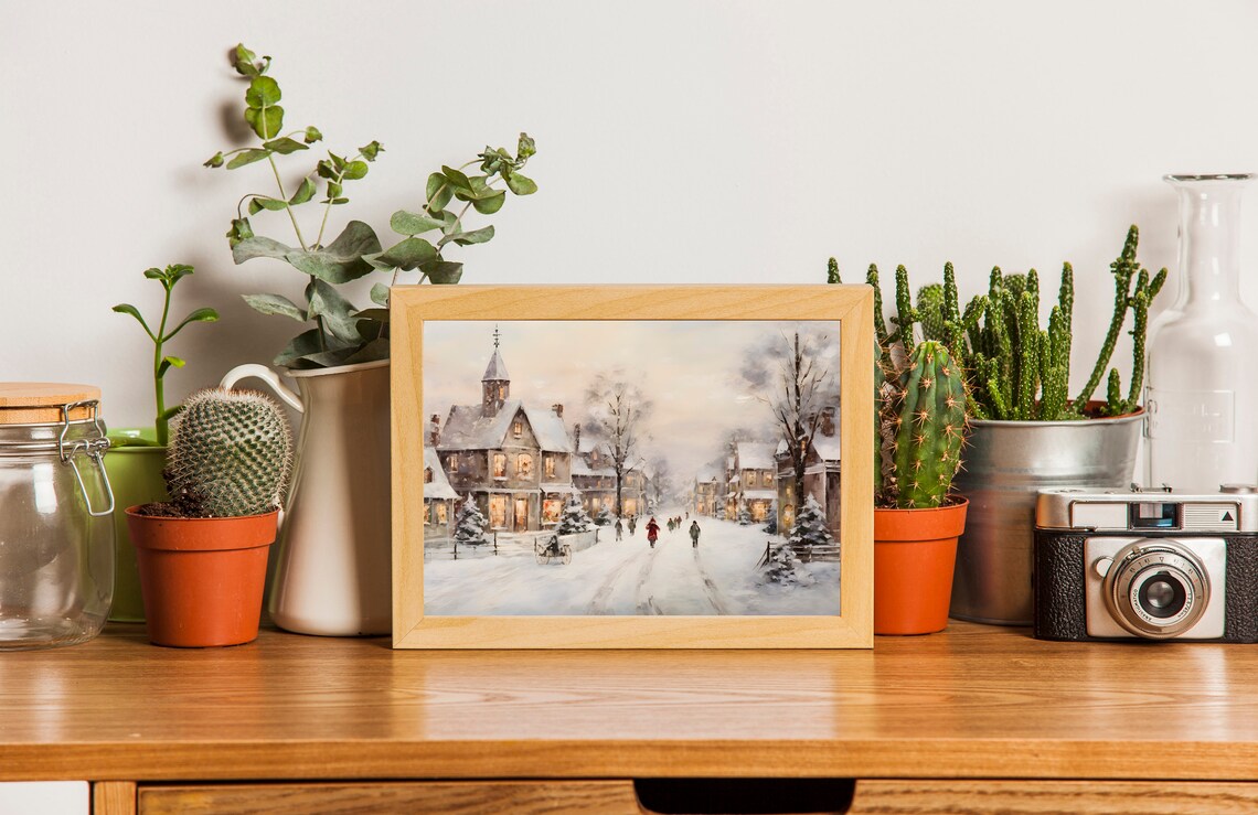 Christmas Village Winter Wall Art, Holiday Print - Image 2