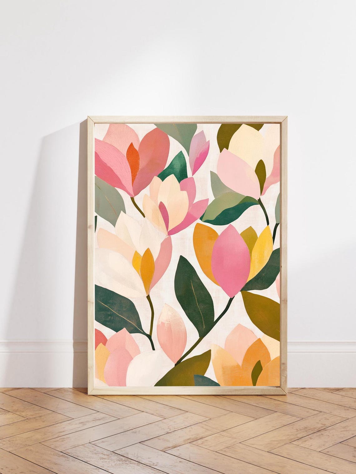Oversized Pink Coral Abstract Blooms Botanical Home Decor Poster - Image 3