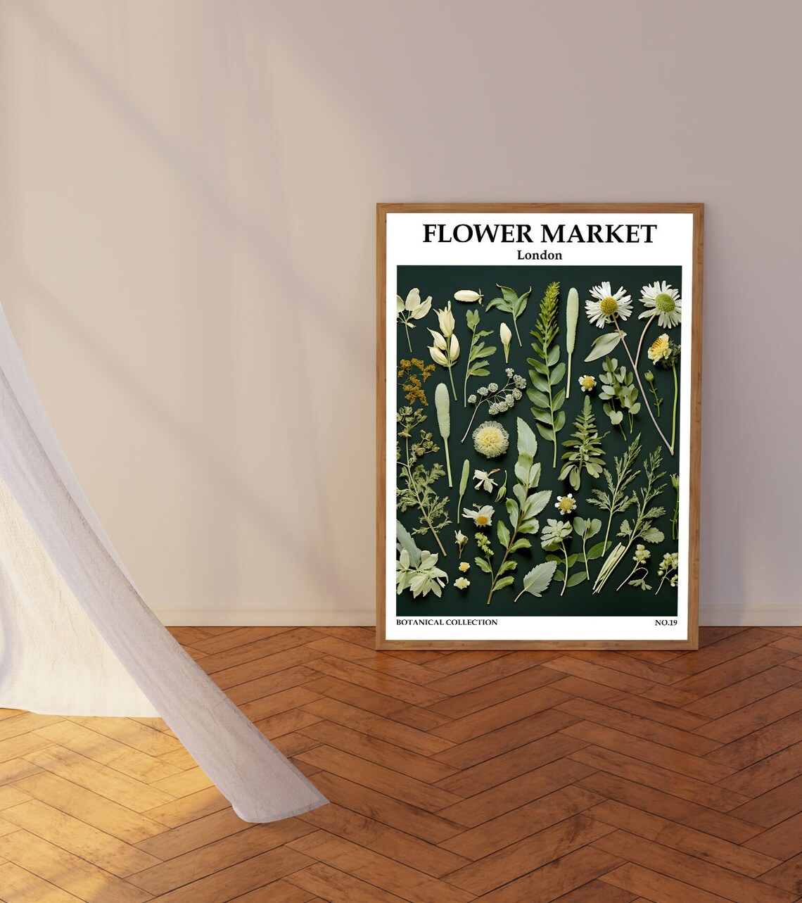 London Flower Market Botanical Green Pressed Floral Art Poster - Image 3