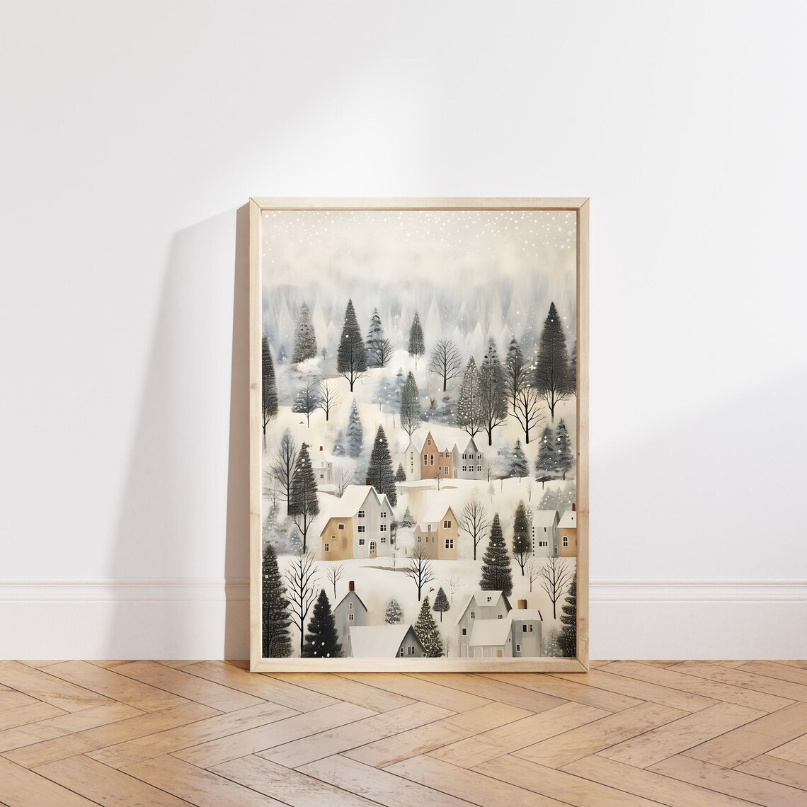 Village Christmas Watercolor Art Print, Farmhouse - Image 5
