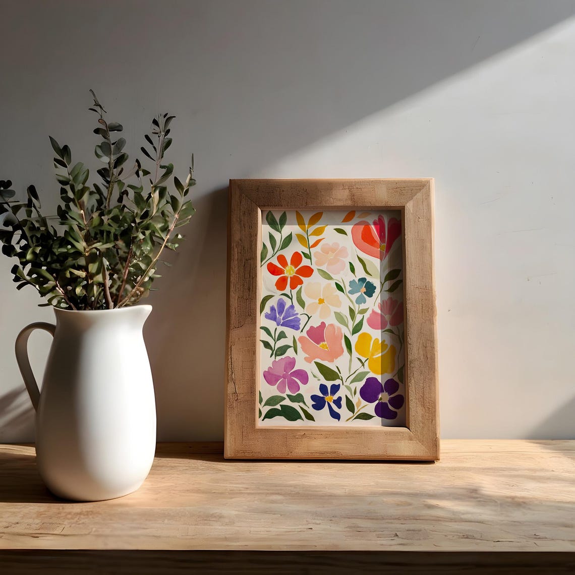 Mixed Watercolor Wildflowers Pink Purple Yellow Home Decor Poster - Image 3