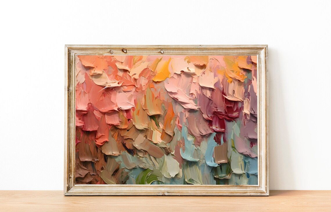 Colorful Impasto Abstract Painting Pastel Palette Knife Art Poster - Image 4