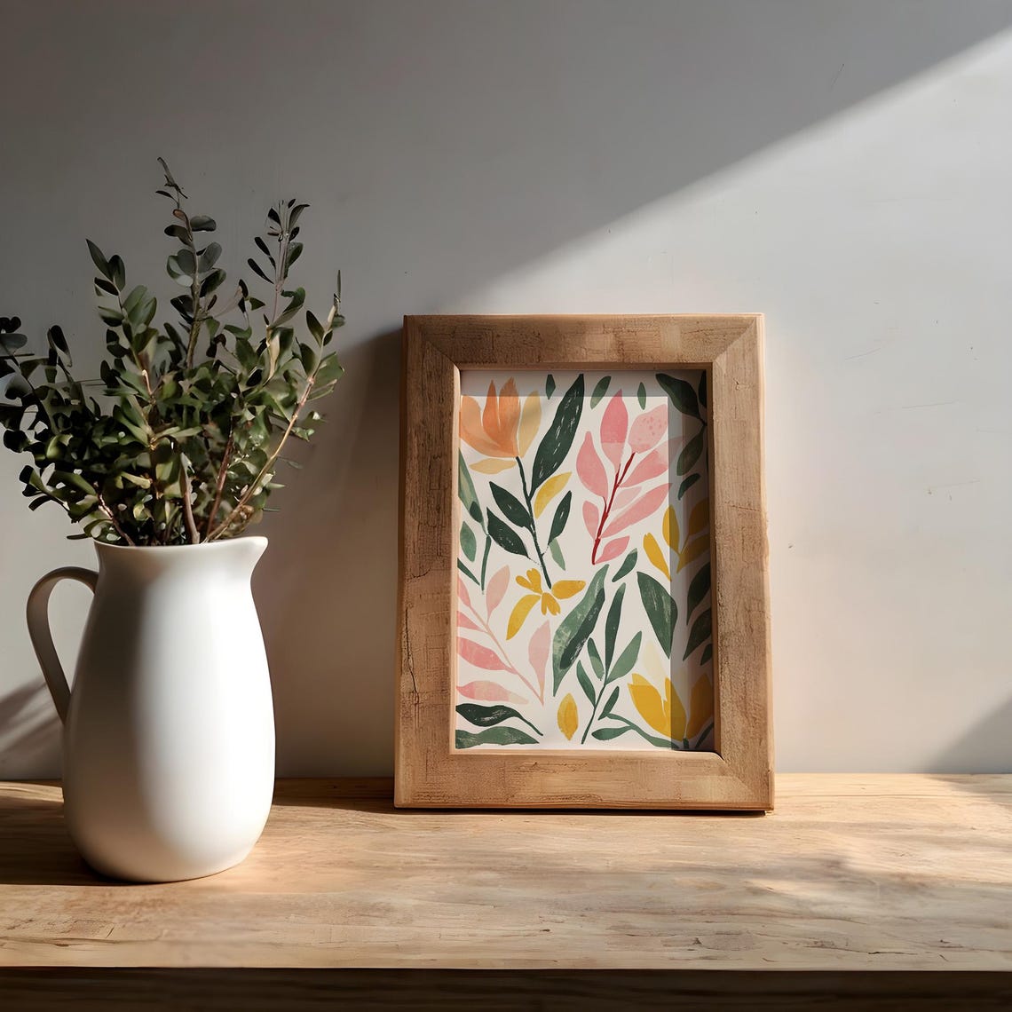 Modern Abstract Leaf Pattern Pink Orange Green Home Decor Poster - Image 8