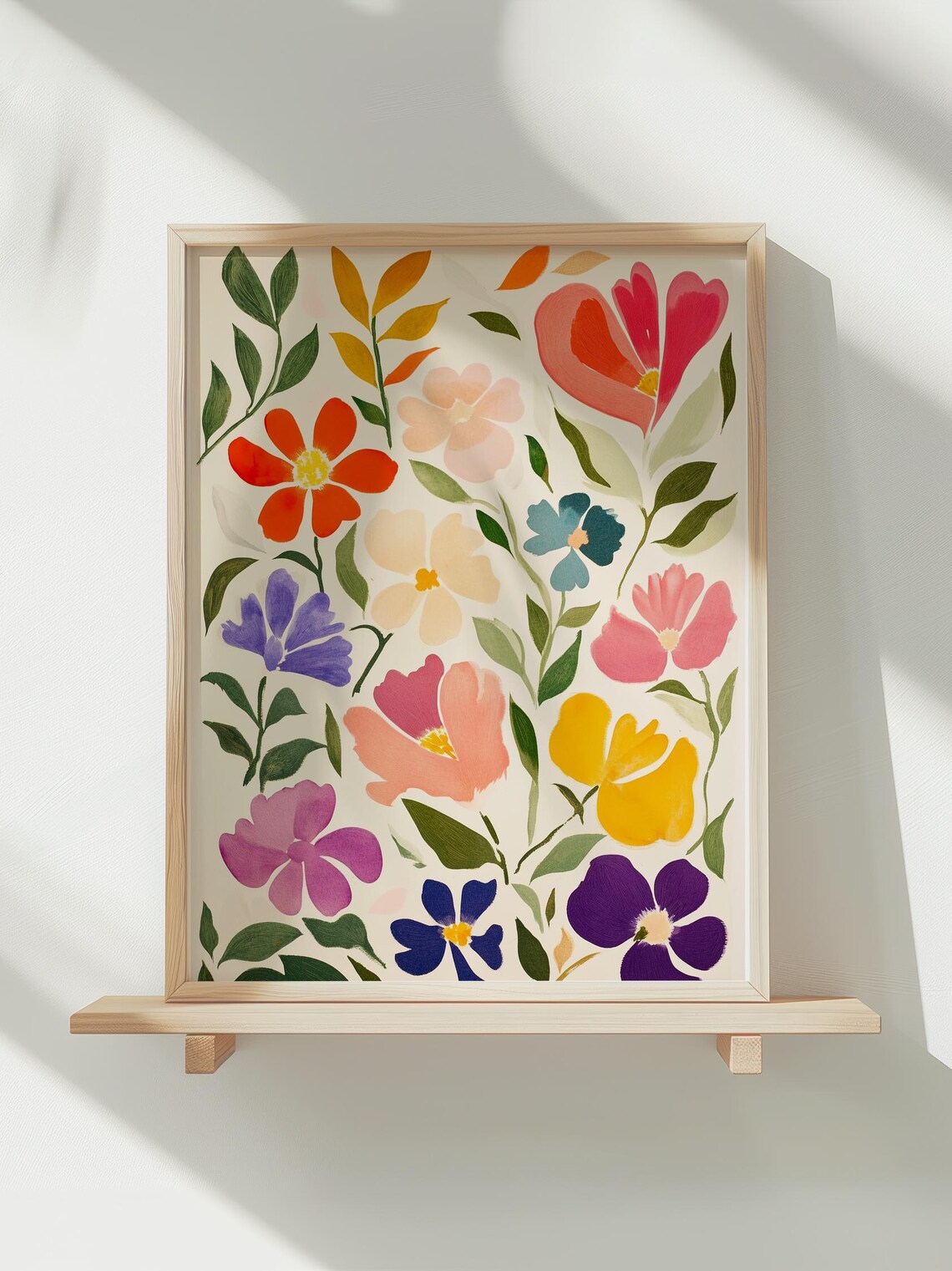 Mixed Watercolor Wildflowers Pink Purple Yellow Home Decor Poster