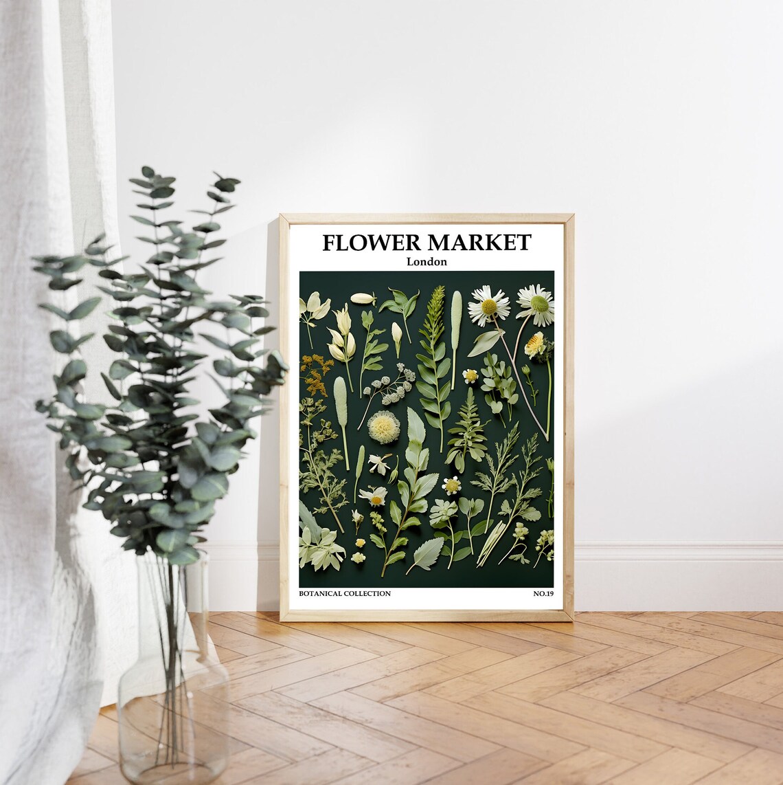 London Flower Market Botanical Green Pressed Floral Art Poster - Image 4