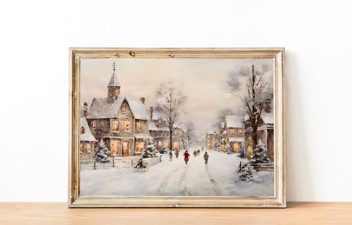 Christmas Village Winter Wall Art, Holiday Print - Image 4
