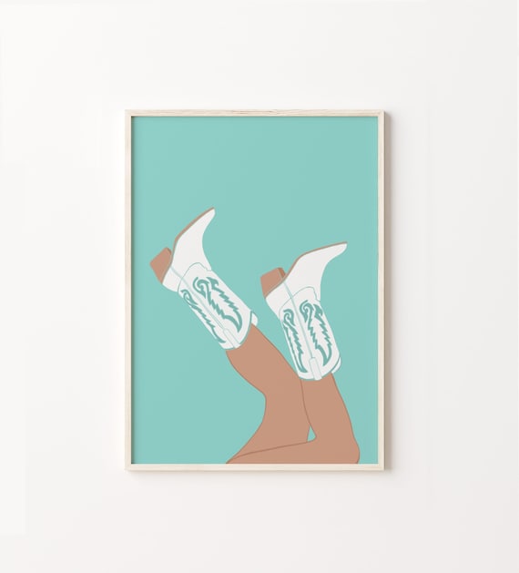 Turquoise Rodeo Print, Preppy Western Art