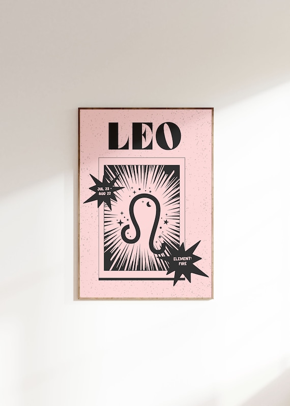 Leo Retro Zodiac Wall Print, Astrology Decor