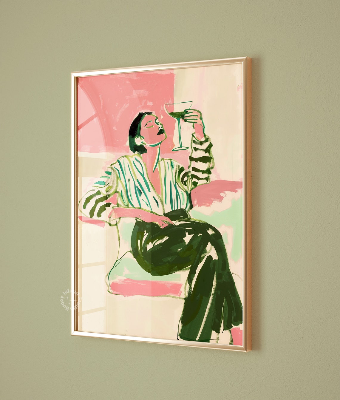 Woman Portrait Bar Cart Decor Art Print