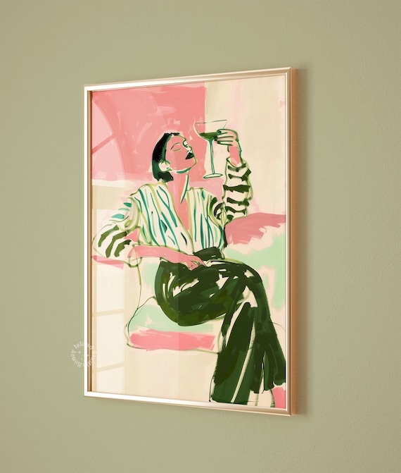 Woman Portrait Bar Cart Decor Art Print