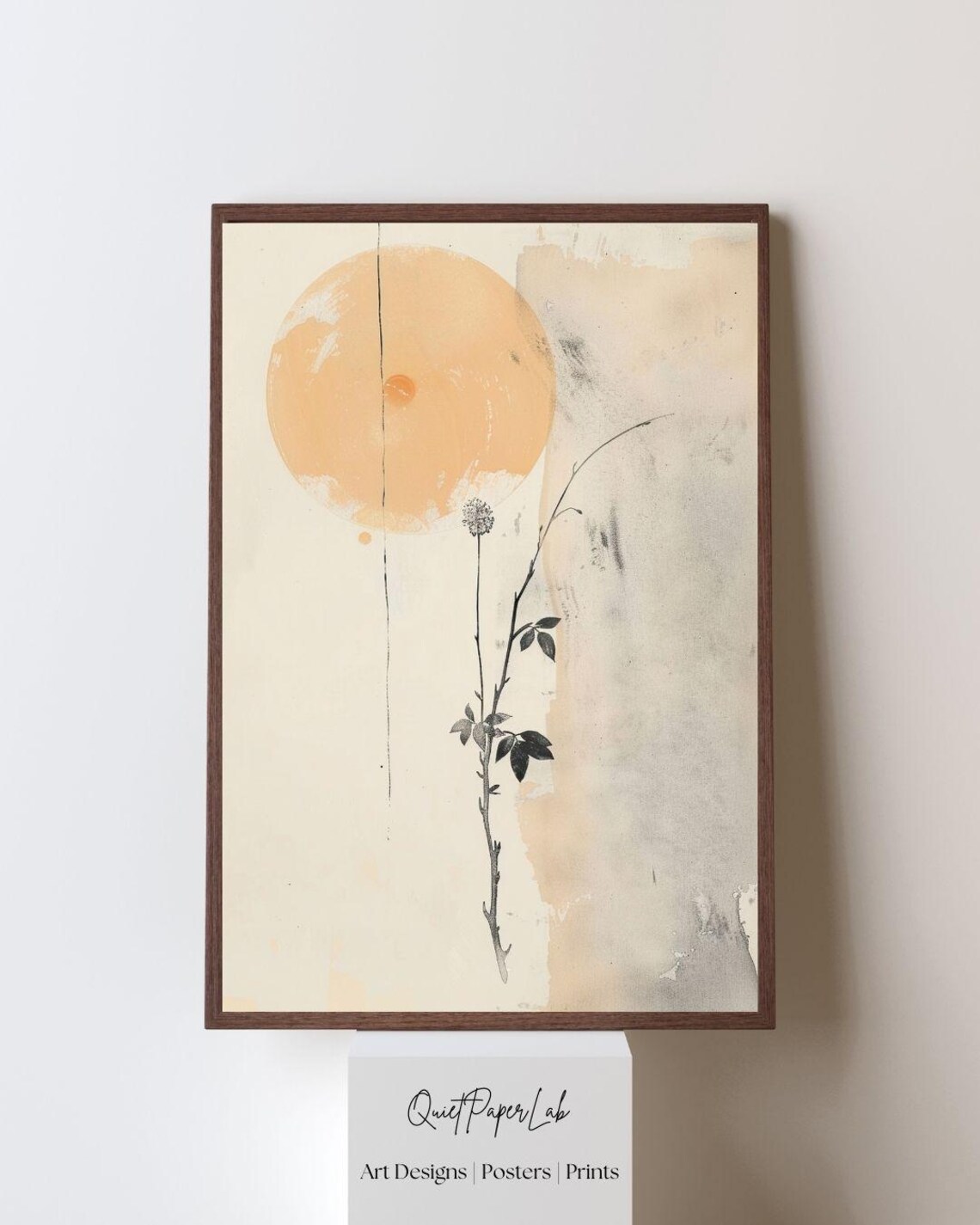 Minimal Botanical Sun Wabisabi Ink Zen Japanese Style Poster