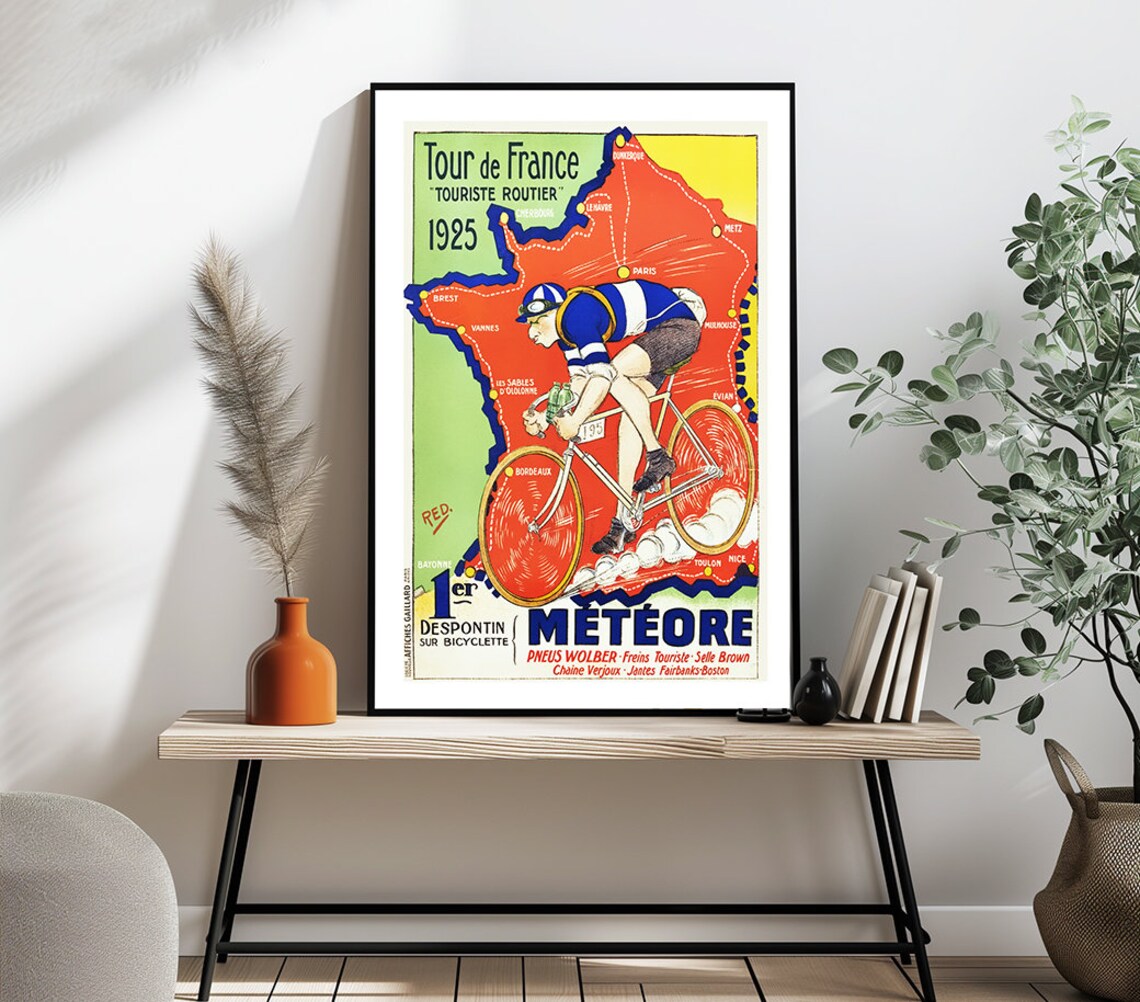 Meteore Tour De France 1925 Vintage Travel Poster - Image 2