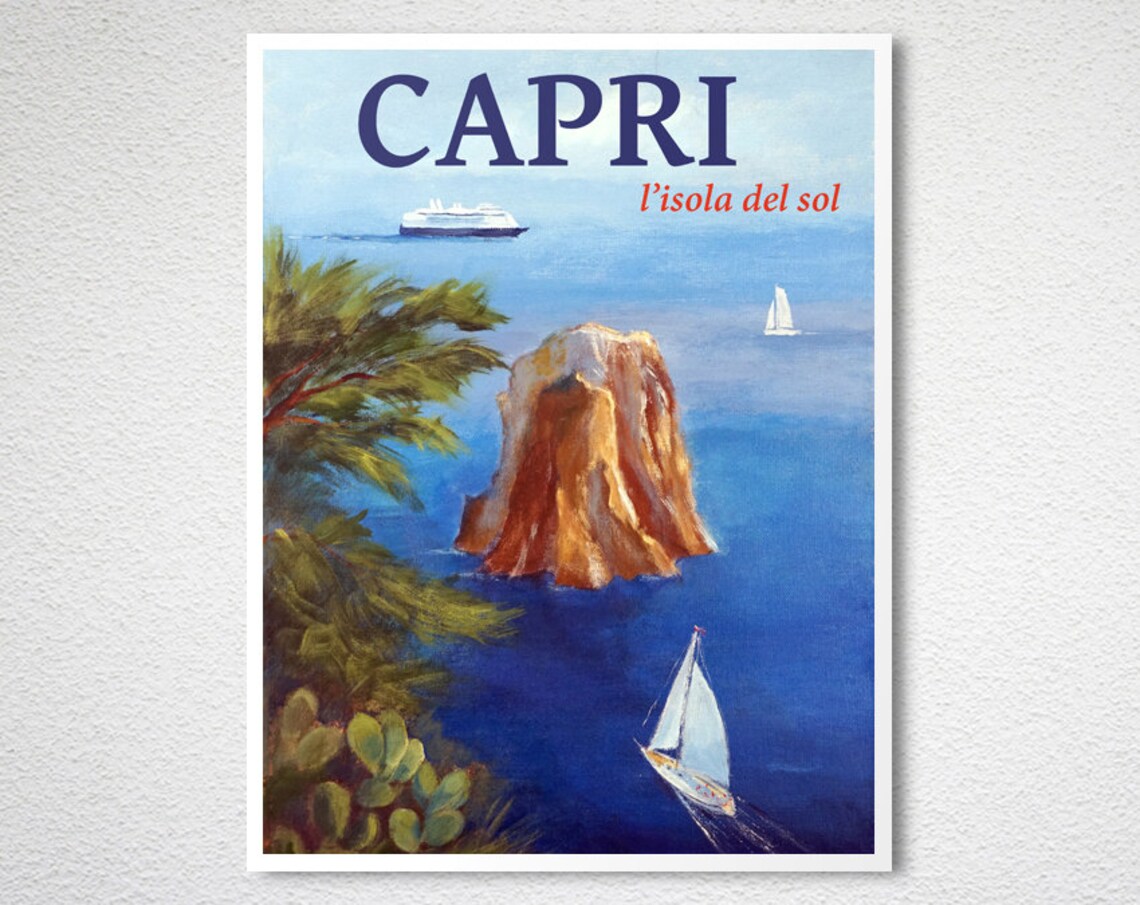Capri Italy Vintage Travel Poster, Faruk Koksal - Image 2