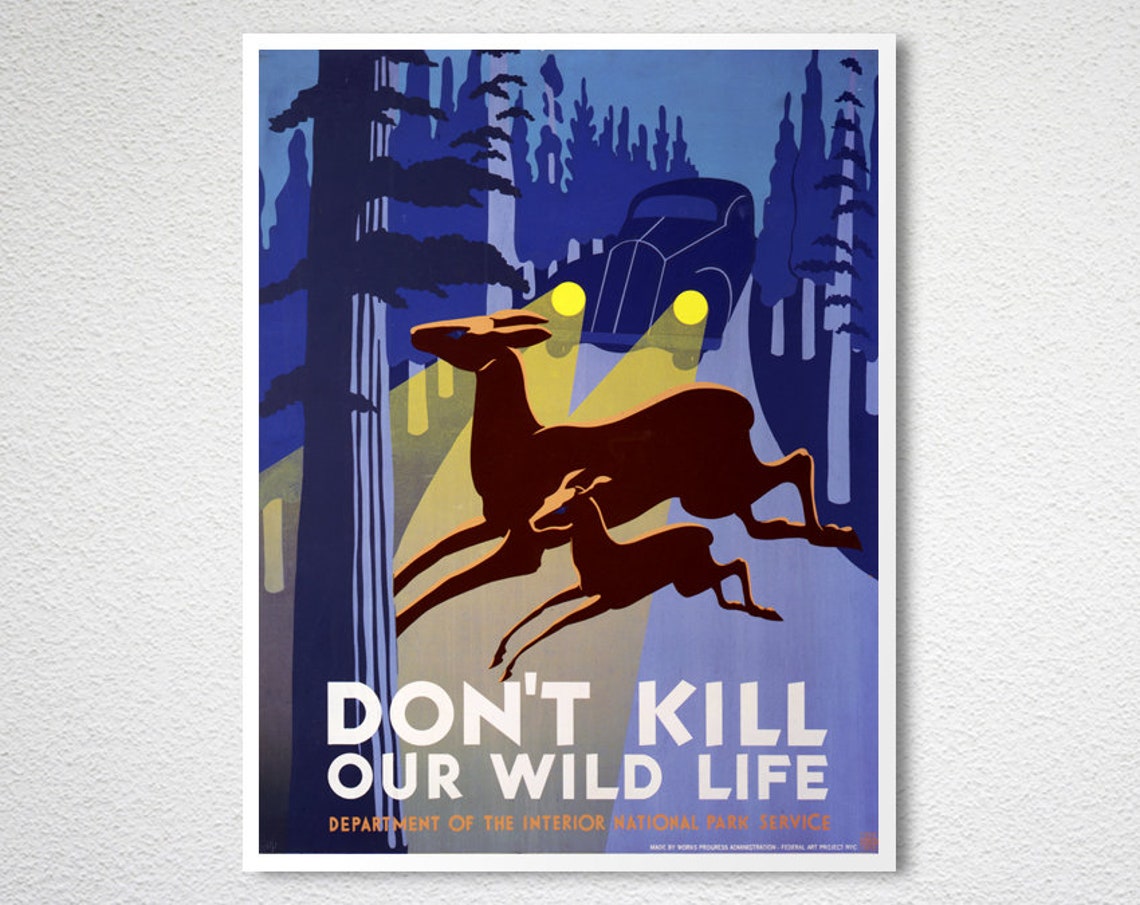 Dont Kill Our Wild Life Vintage National Park Service WPA Deer Poster - Image 2