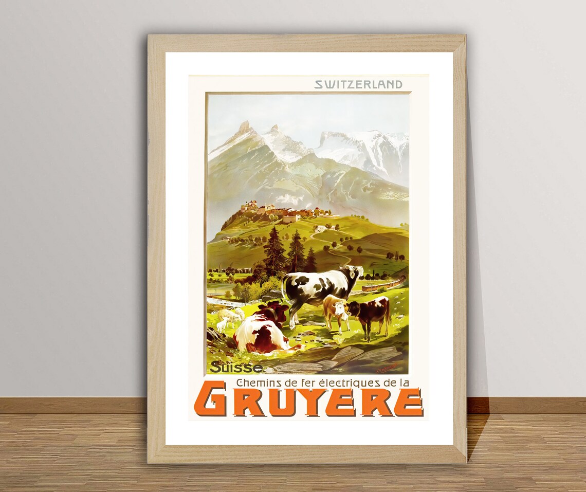 Gruyere Suisse Vintage Travel Poster Print