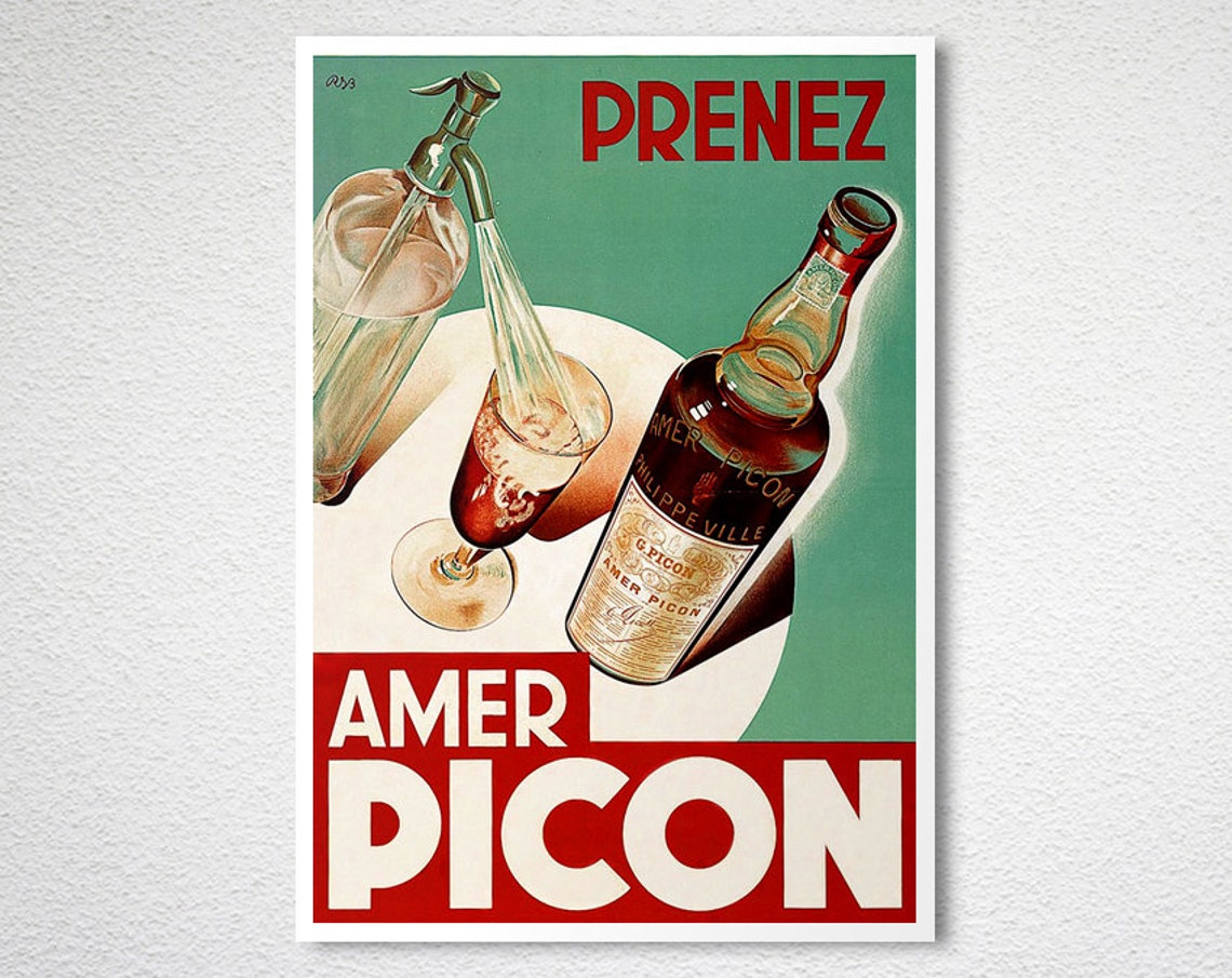 Amer Picon French Vintage Advertising Poster Bottle Siphon Bar Art - Image 2