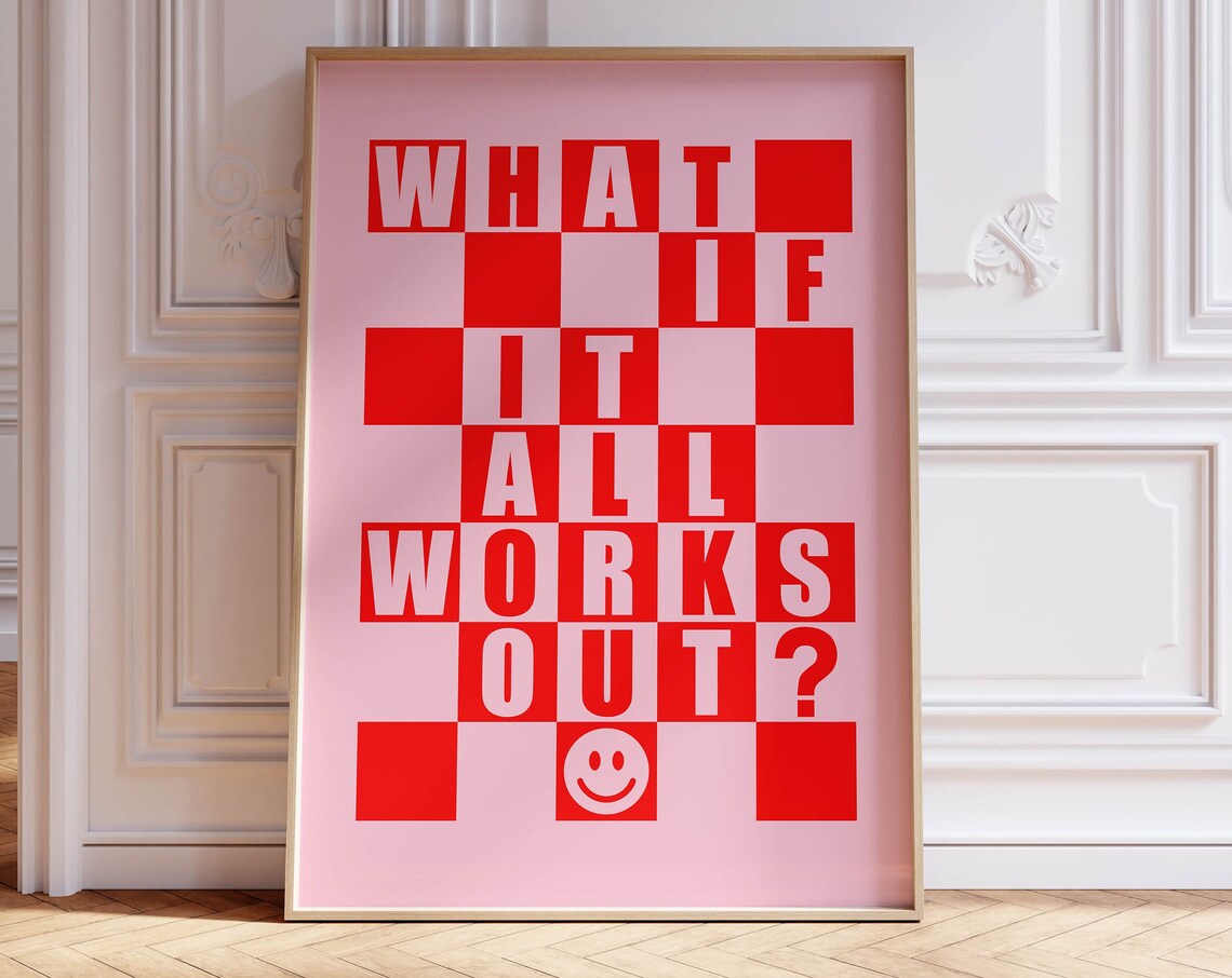 What If It All Works Out Quote Poster, Retro Y2K Decor