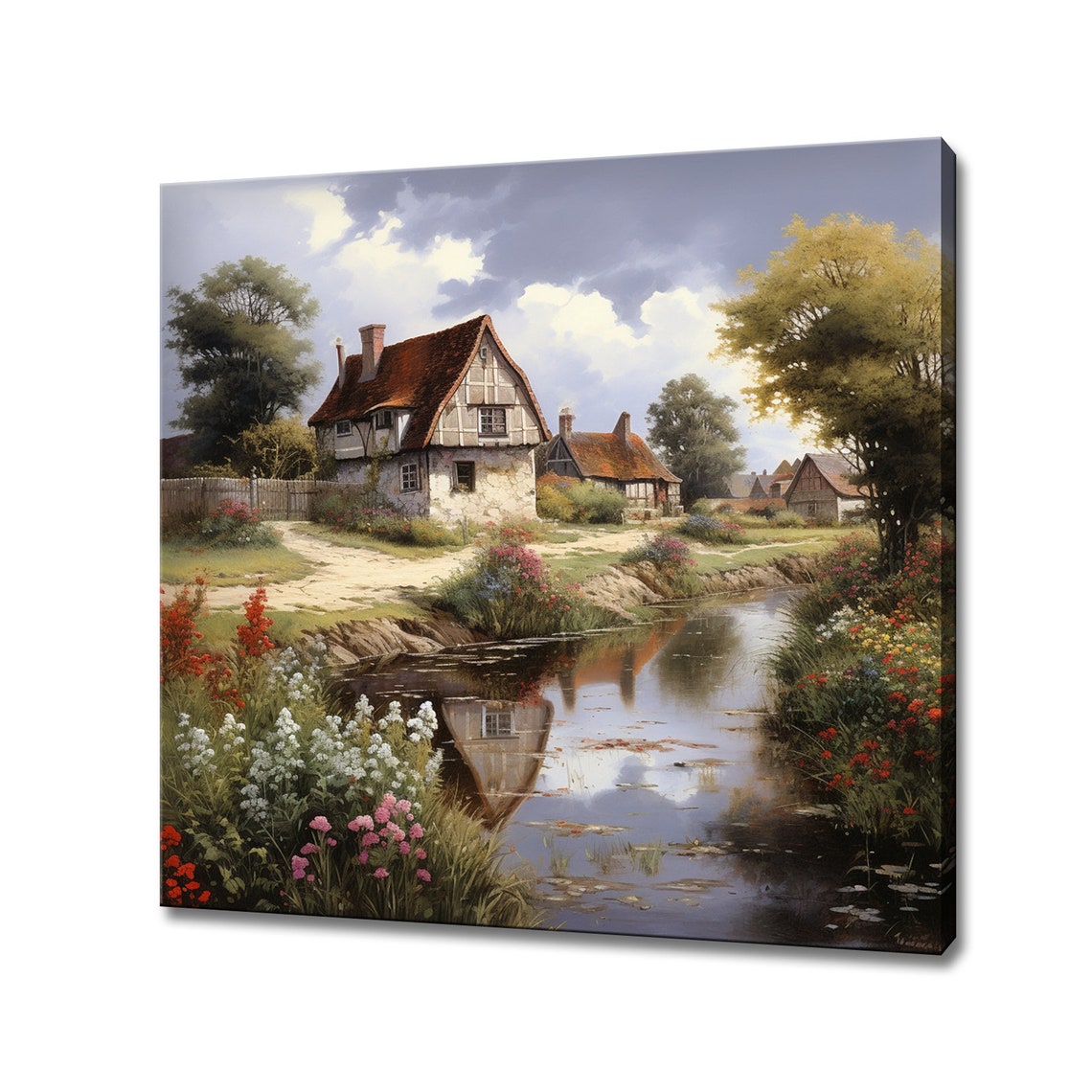Danish Country Village Cottage Pond Reflection Countryside Poster