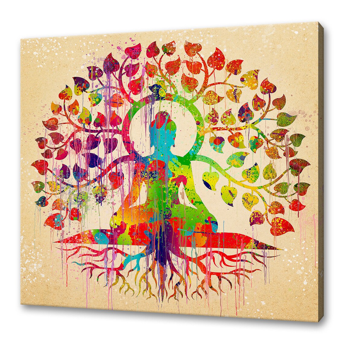 Buddha Tree Watercolor Art Print, Customized Gift