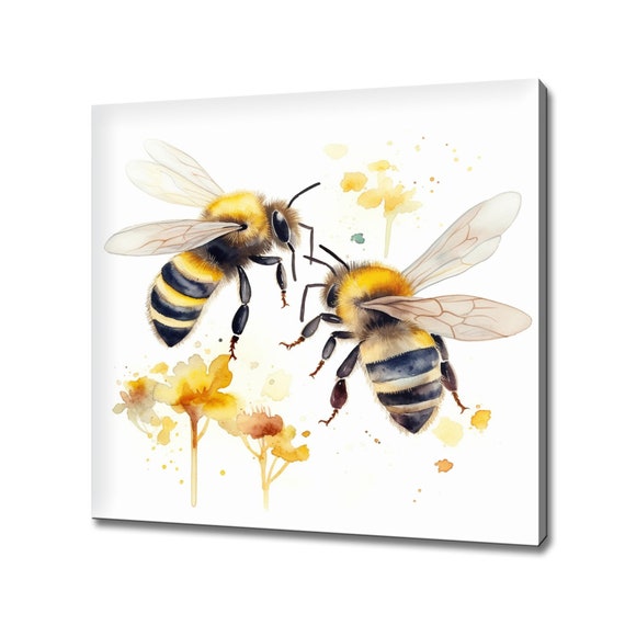 Honey Bees Watercolour Art Print Picture Wall Hanging Handmade Home Decor Customised Gifts Wall Art Fast Free Uk Delivery