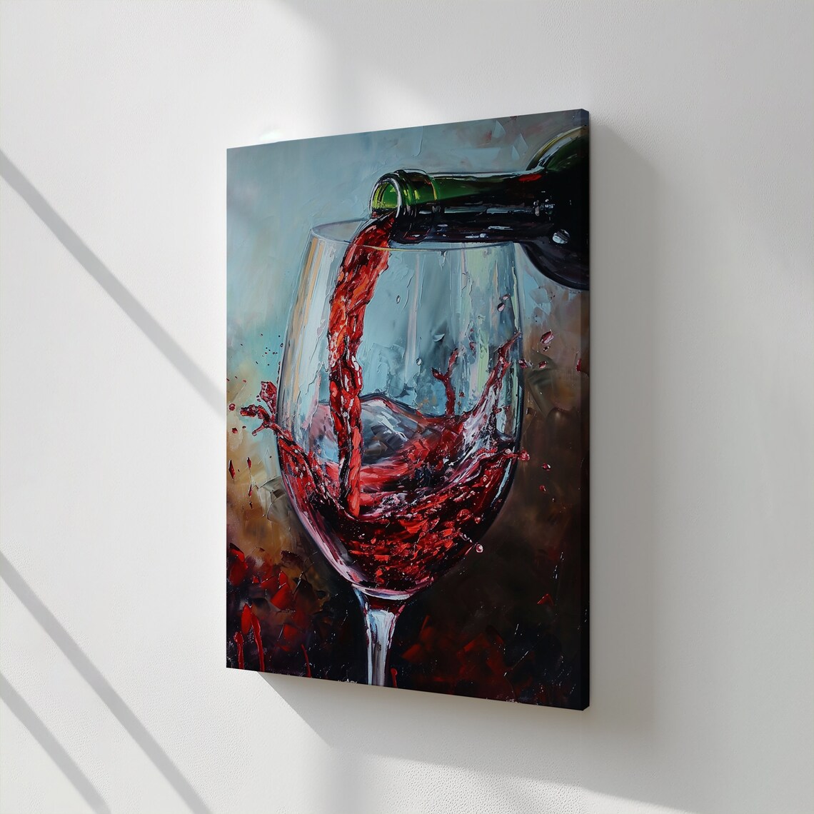 Red Wine Pouring Glass Splash Dramatic Kitchen Bar Still Life Wall Art Print