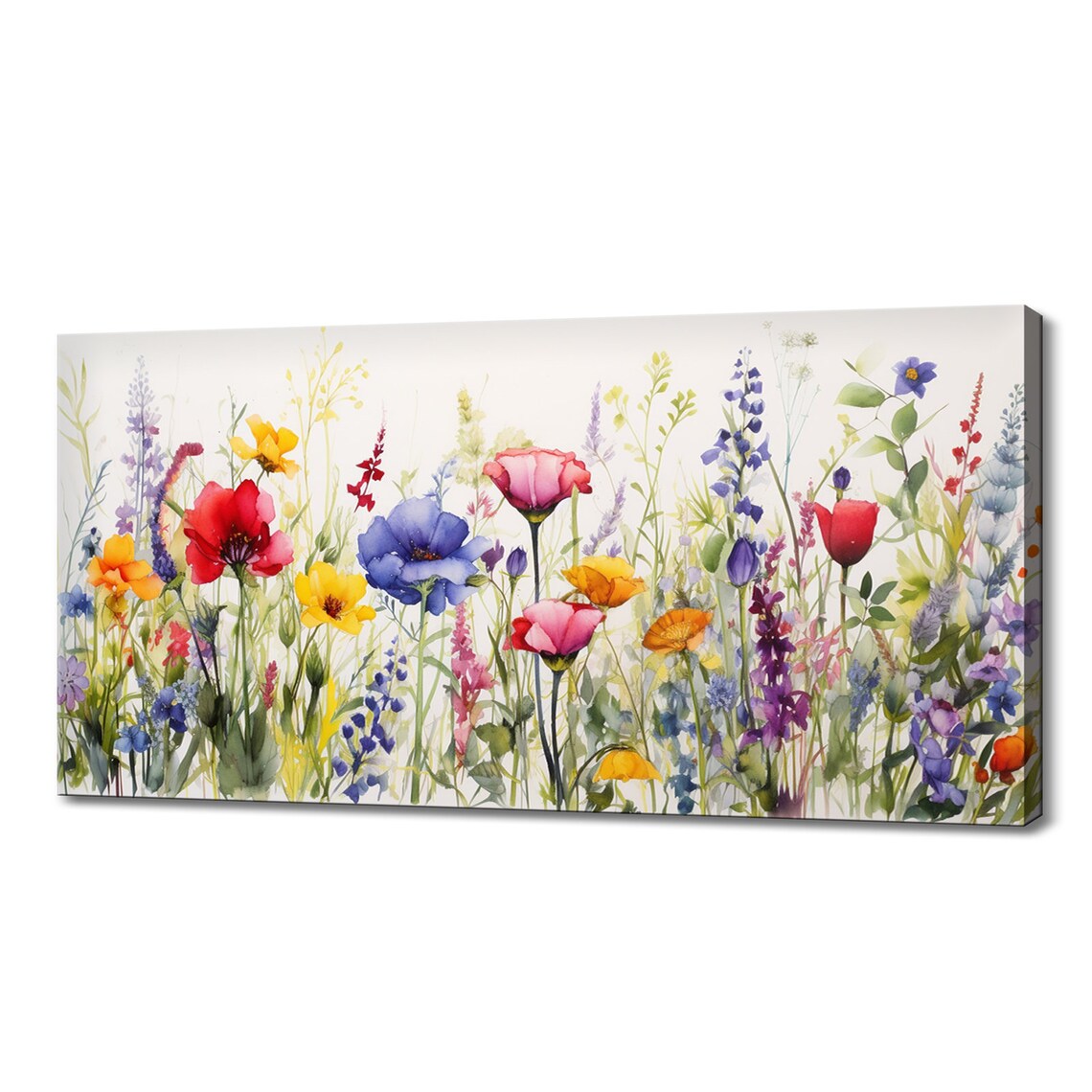 Spring Wildflowers Meadow Field Watercolor Art Print