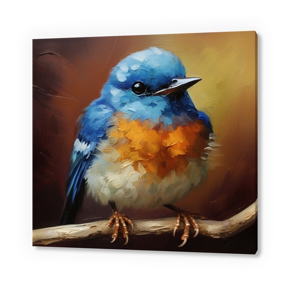 Bird Print Cute Bluebird Birds Wall Art Bird Lover Gift Nature Wall Hanging Avian Wall Decor Handmade Bird Art Fast Turnaround